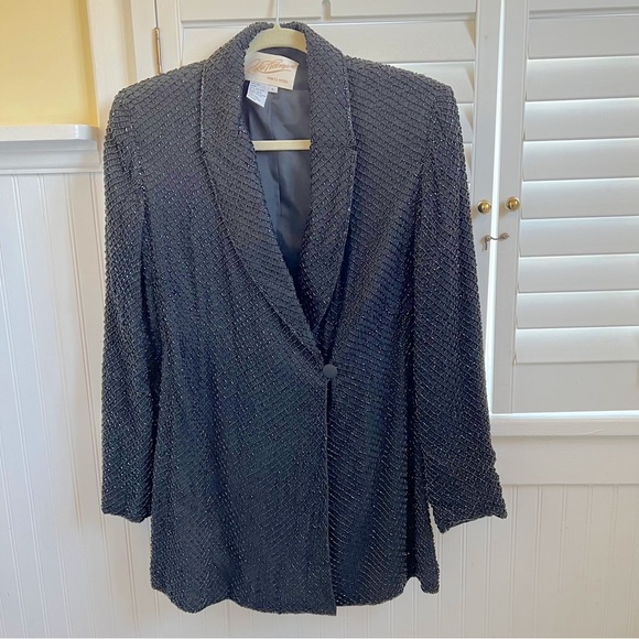 Rickie Freeman for TJ Nites Black Fully Beaded Dressy Blazer Jacket Size 4 - Picture 1 of 5